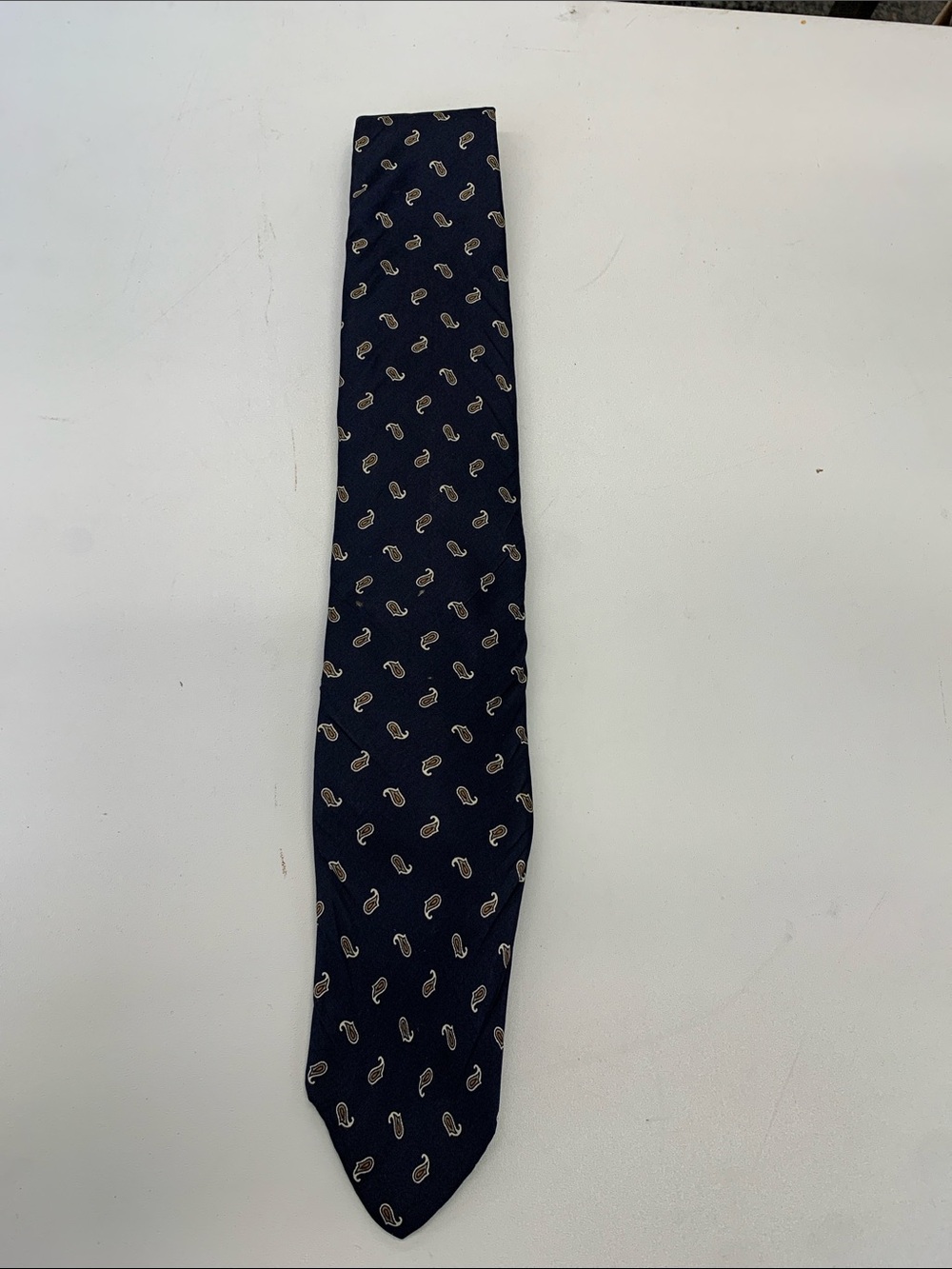 Dior Navy Tie with Beige Paisley Motif